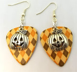 CLEARANCE Jack O' Lantern Charm Guitar Pick Earrings - Pick Your Color