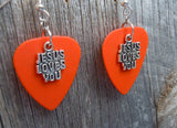 CLEARANCE Jesus Loves You Charm Guitar Pick Earrings - Pick Your Color