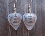 CLEARANCE Keep Calm and Kill Zombies Charm Guitar Pick Earrings - Pick Your Color