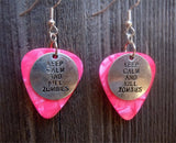 CLEARANCE Keep Calm and Kill Zombies Charm Guitar Pick Earrings - Pick Your Color