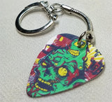 Green Zombie Guitar Pick Keychain