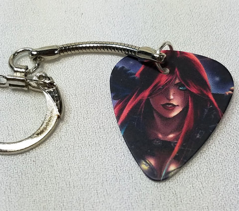 Red Head Fantasy Anime Character Woman Guitar Pick Key Chain
