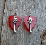 CLEARANCE Skull Key Charm Guitar Pick Earrings - Pick Your Color