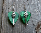CLEARANCE Skull Key Charm Guitar Pick Earrings - Pick Your Color