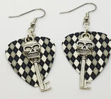 CLEARANCE Skull Key Charm Guitar Pick Earrings - Pick Your Color