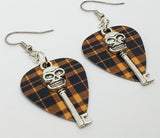 CLEARANCE Skull Key Charm Guitar Pick Earrings - Pick Your Color