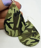 Soft Leather Camouflage Teardrop Earrings