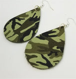 Soft Leather Camouflage Teardrop Earrings