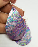 Oil Slick Finish Leather Teardrop Earrings