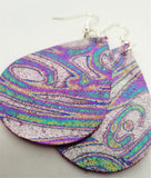 Oil Slick Finish Leather Teardrop Earrings
