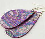Oil Slick Finish Leather Teardrop Earrings
