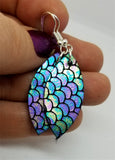 Small Almond Shaped Mermaid Scales Leather Earrings
