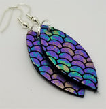 Small Almond Shaped Mermaid Scales Leather Earrings