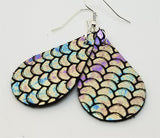 Small Teardrop Shaped Mermaid Scales Leather Earrings