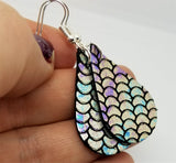 Small Teardrop Shaped Mermaid Scales Leather Earrings