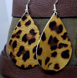 Metallic Leopard Print Teardrop Shaped Leather Earrings