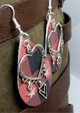 Red and Black Buffalo Plaid Real Leather Earrings with Silver Findings and Charms