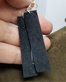 Long Rectangle Mermaid Scales Leather Earrings with Long Silver Charms