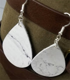 Marble Effect Tear Drop Shaped Real Leather Earrings