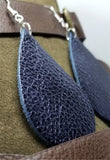 Shiny Dark Indigo Tear Drop Shaped Real Leather Earrings