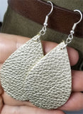 Metallic Platinum Tear Drop Shaped Real Leather Earrings