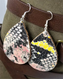 Colorful and Glossy Snakeskin Teardrop Shaped Leather Earrings
