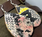 Colorful and Glossy Snakeskin Teardrop Shaped Leather Earrings