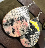 Colorful and Glossy Snakeskin Teardrop Shaped Leather Earrings