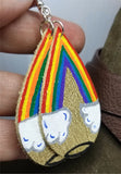 Metallic Gold Teardrop Earrings with Hand Painted Pot of Gold at the End of the Rainbow OOAK