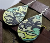 Soft Real Leather Painted Camouflage Teardrop Earrings