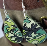 Soft Real Leather Painted Camouflage Teardrop Earrings