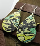 Soft Real Leather Painted Camouflage Teardrop Earrings