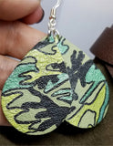 Soft Real Leather Painted Camouflage Teardrop Earrings