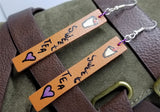 Hand Painted Sweet Tea Themed on Brown Real Leather Strip Earrings