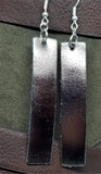 Dark Bronze Metallic Finished Long Rectangular Real Leather Earrings