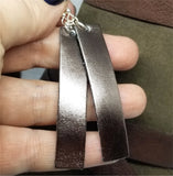 Dark Bronze Metallic Finished Long Rectangular Real Leather Earrings
