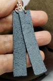 Dark Bronze Metallic Finished Long Rectangular Real Leather Earrings