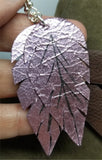 Metallic Pink Feathered Real Leather Earrings
