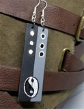 Hand Painted Yin and Yang on Real Leather Strip Earrings
