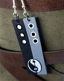 Hand Painted Yin and Yang on Real Leather Strip Earrings