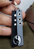Hand Painted Yin and Yang on Real Leather Strip Earrings