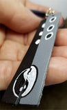 Hand Painted Yin and Yang on Real Leather Strip Earrings