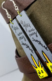 You Are My Sunshine Hand Painted on Gray Real Leather Strip Earrings