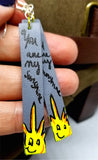 You Are My Sunshine Hand Painted on Gray Real Leather Strip Earrings