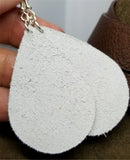 White Teardrop Earrings with Hand Painted Pot of Gold at the End of the Rainbow OOAK