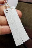 Silver Metallic Finished Long Rectangular Real Leather Earrings