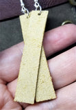 Gold Metallic Finished Long Rectangular Real Leather Earrings
