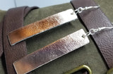Rose Gold Metallic Finished Long Rectangular Real Leather Earrings
