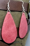 Worn Red Tear Drop Shaped FAUX Leather Earrings