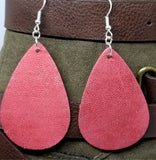 Worn Red Tear Drop Shaped FAUX Leather Earrings